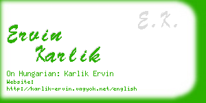 ervin karlik business card